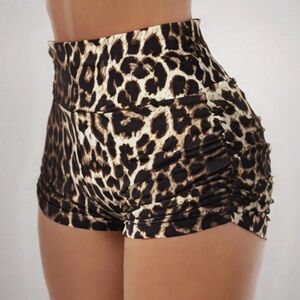 Leopard Print High-Waisted Women Shorts